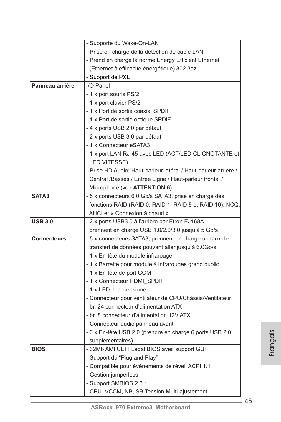 Français | ASRock 970 Extreme3 User Manual | Page 45 / 176