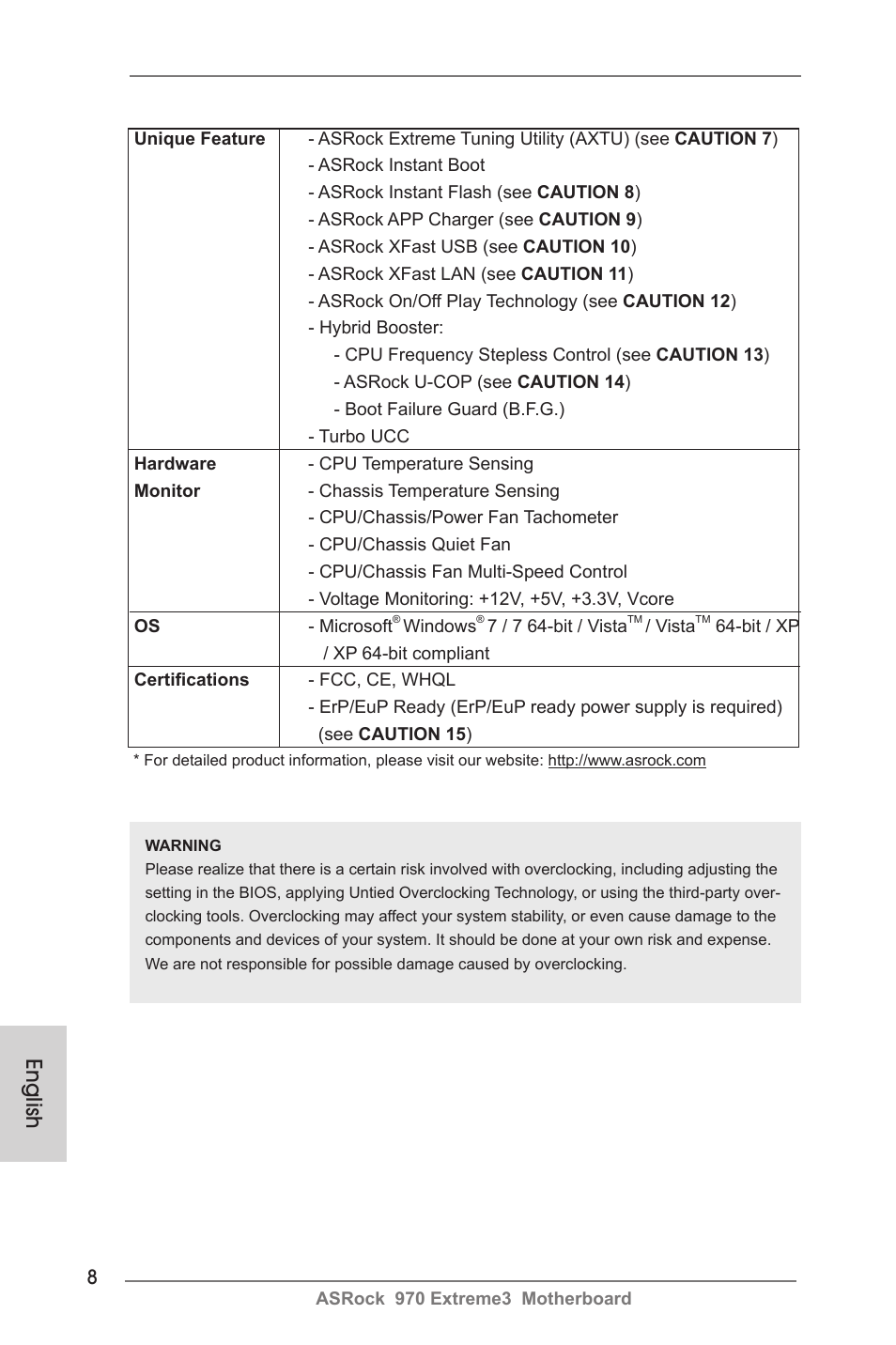 English | ASRock 970 Extreme3 User Manual | Page 8 / 176