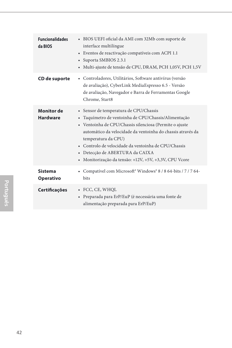 Por tuguês | ASRock H81M-GL User Manual | Page 44 / 77