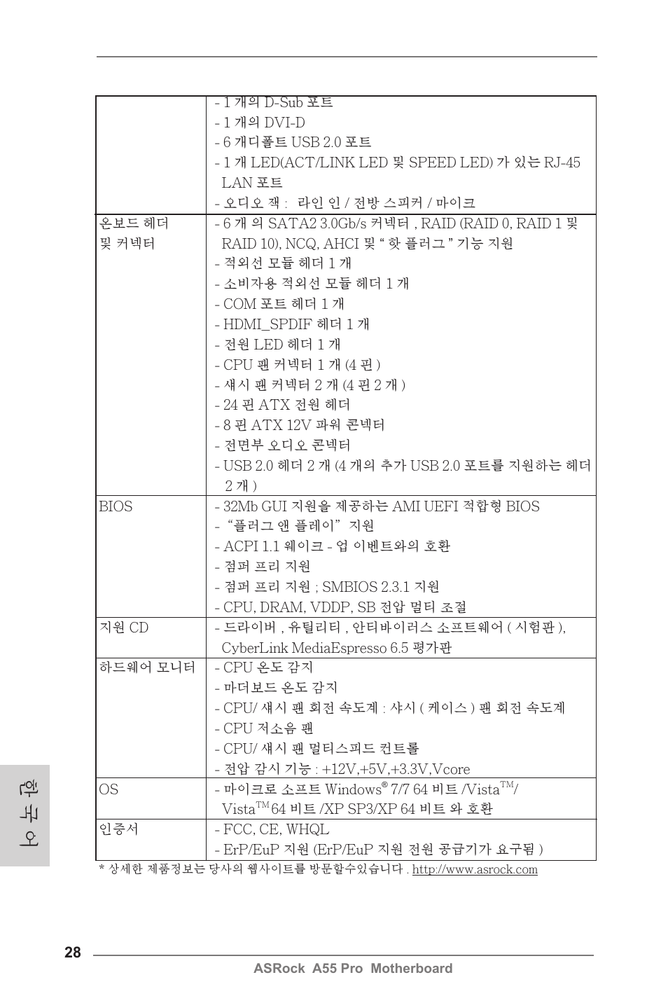 한 국 어 | ASRock A55 Pro User Manual | Page 28 / 76