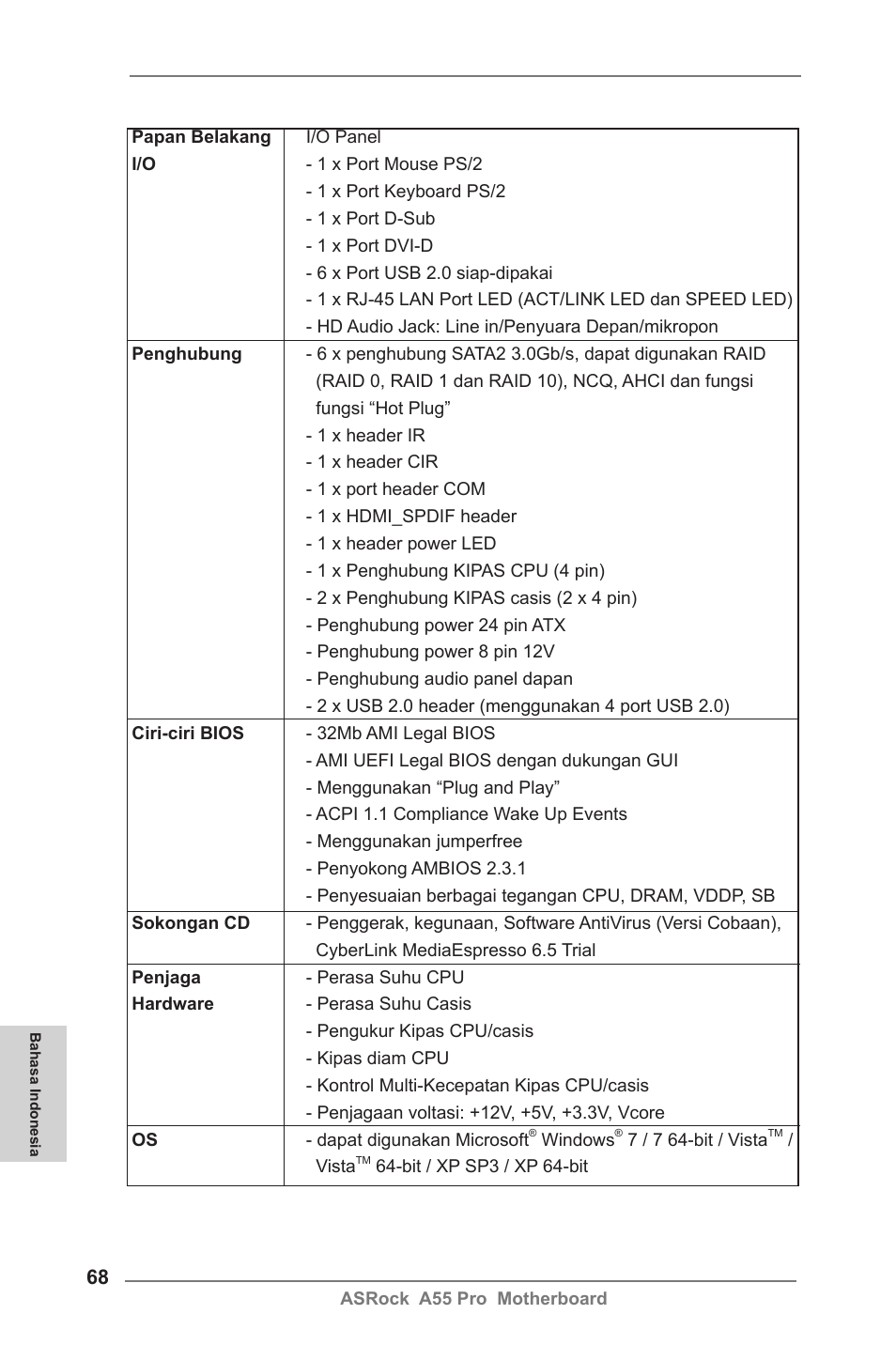 ASRock A55 Pro User Manual | Page 68 / 76