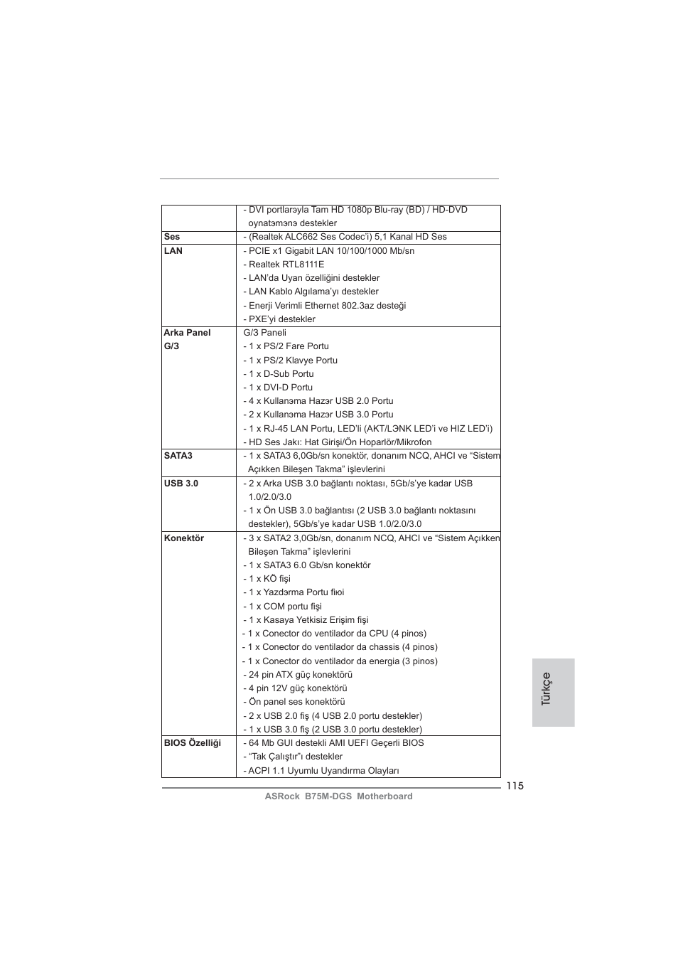 Türkçe | ASRock B75M-DGS User Manual | Page 115 / 185