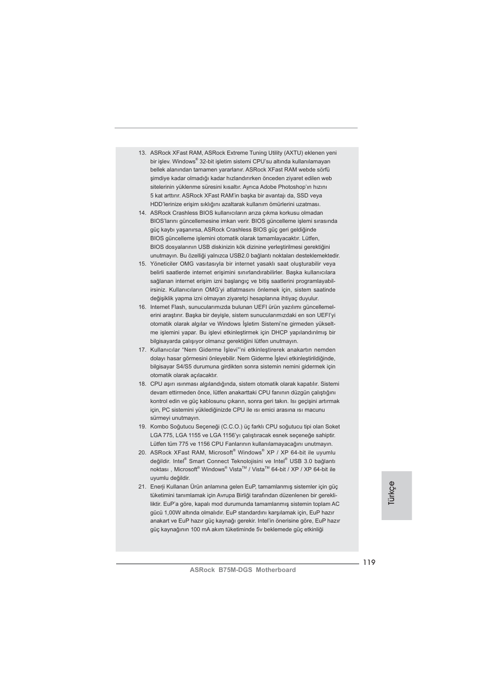 Türkçe | ASRock B75M-DGS User Manual | Page 119 / 185
