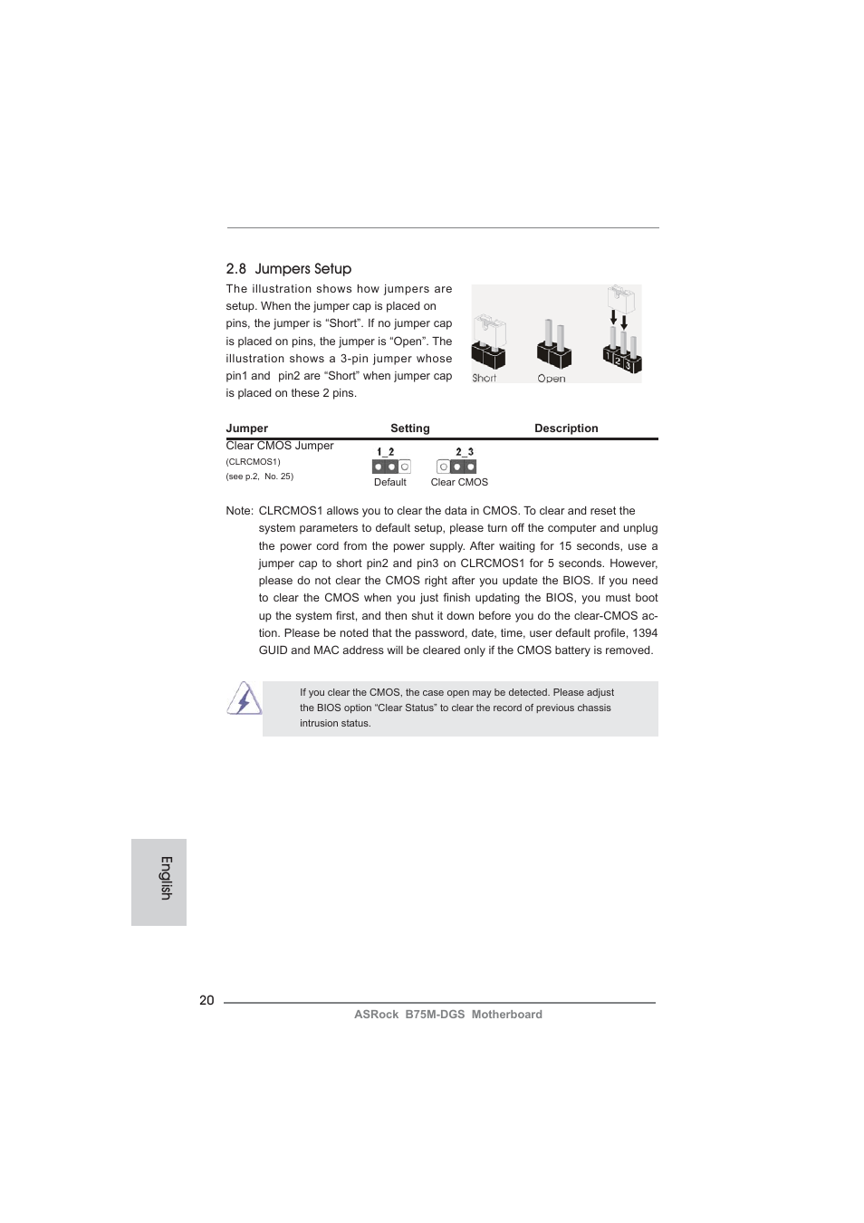 English 2.8 jumpers setup | ASRock B75M-DGS User Manual | Page 20 / 185
