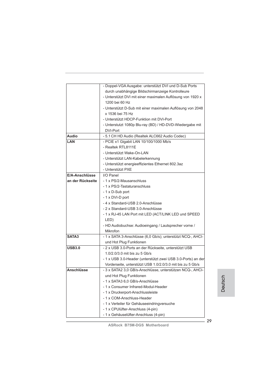 Deutsch | ASRock B75M-DGS User Manual | Page 29 / 185