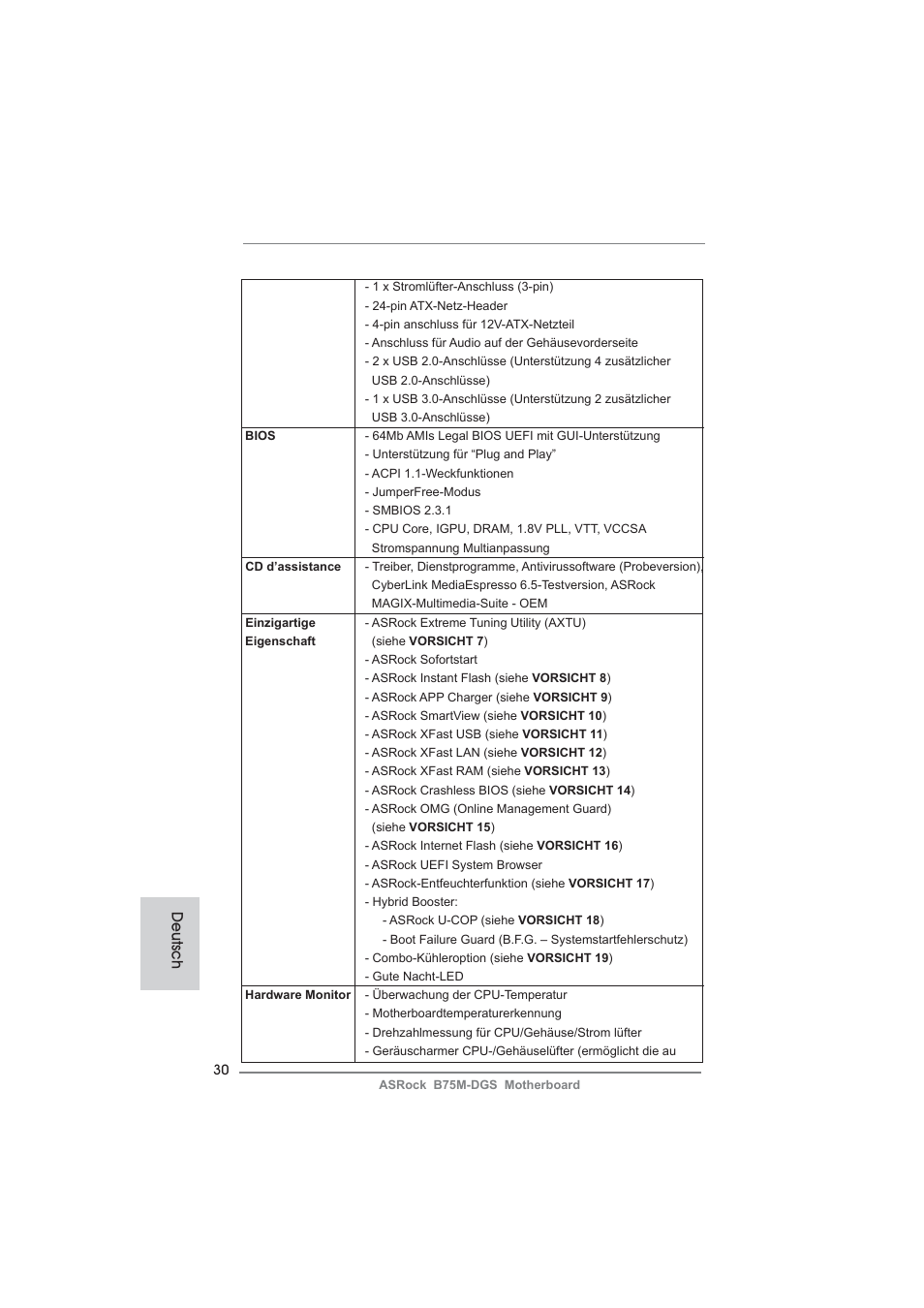 Deutsch | ASRock B75M-DGS User Manual | Page 30 / 185