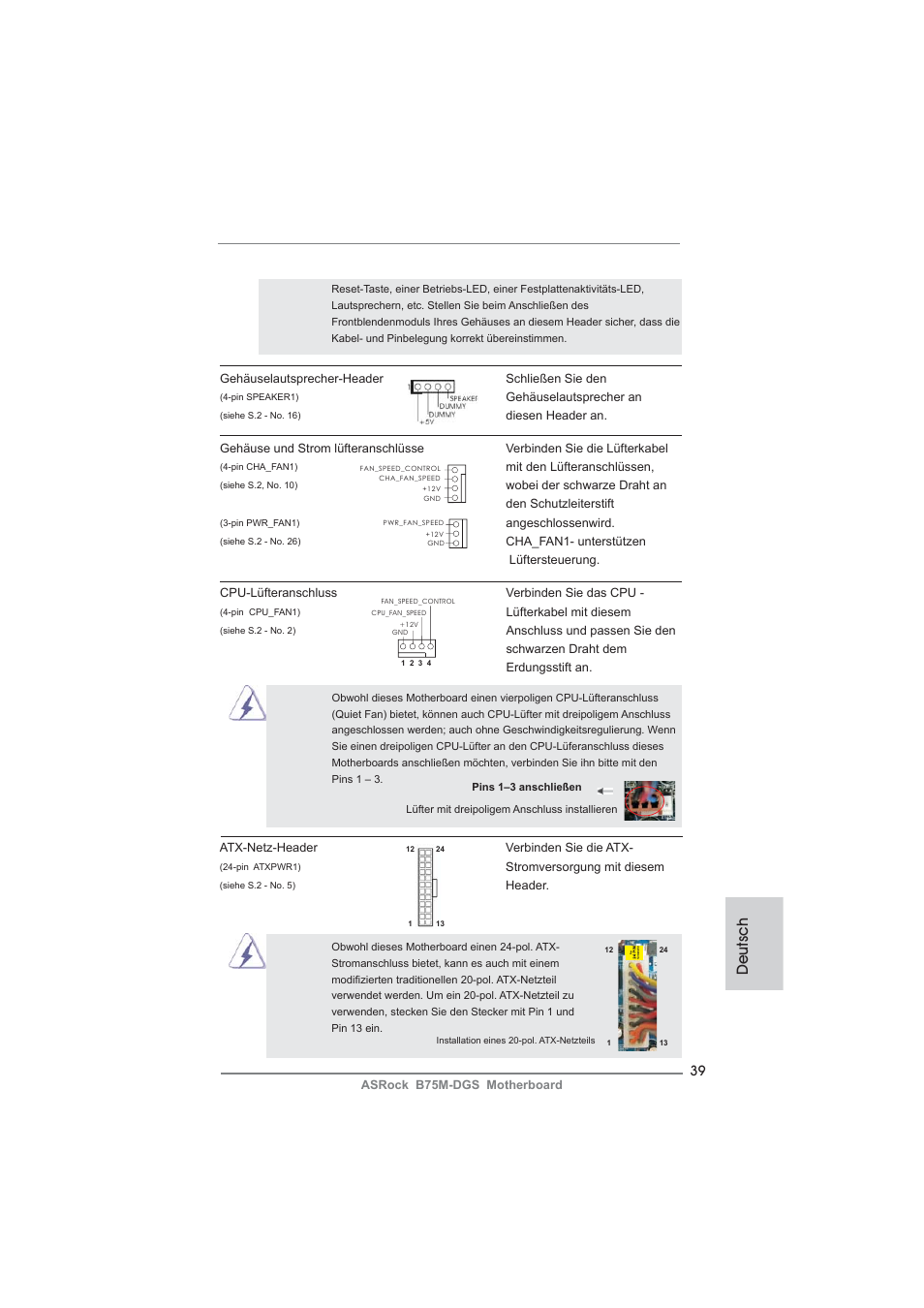 Deutsch | ASRock B75M-DGS User Manual | Page 39 / 185