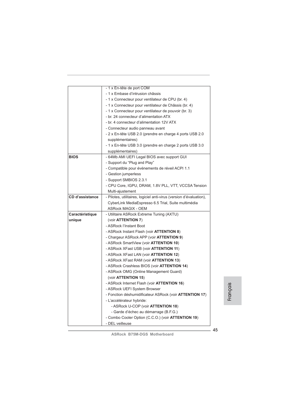 Français | ASRock B75M-DGS User Manual | Page 45 / 185