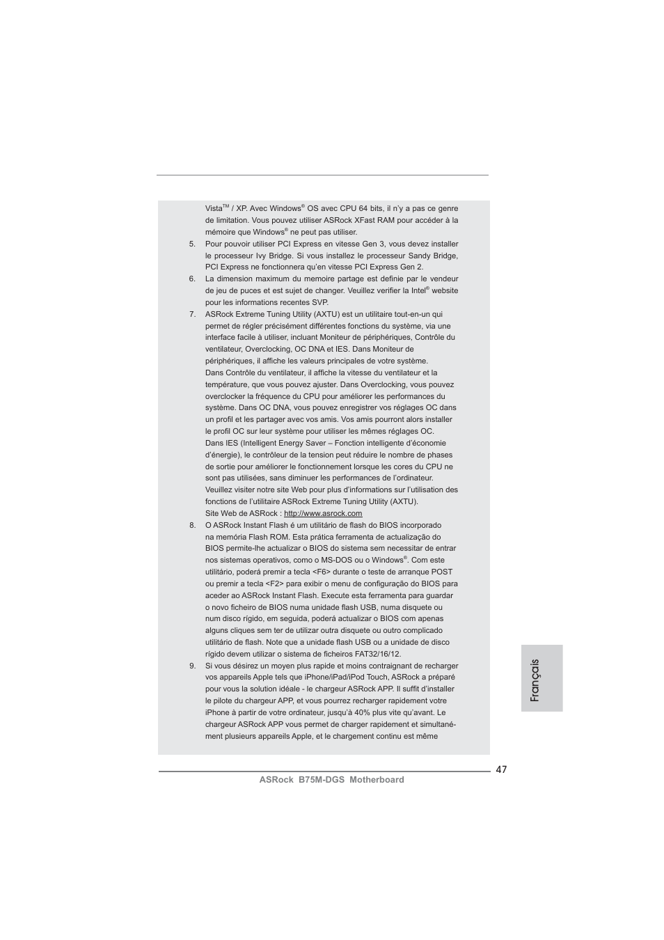 Français | ASRock B75M-DGS User Manual | Page 47 / 185