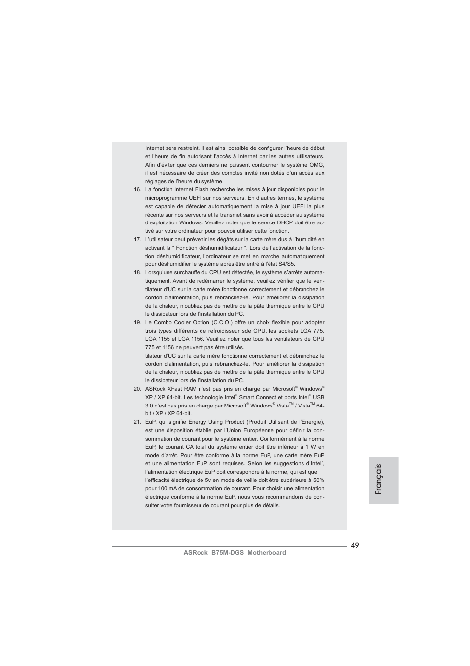 Français | ASRock B75M-DGS User Manual | Page 49 / 185