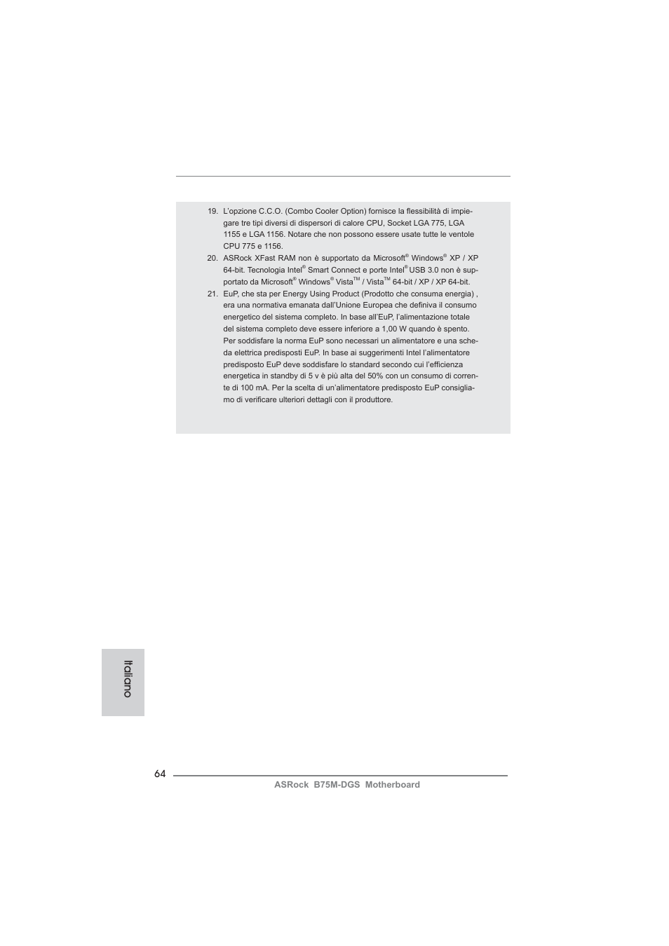 Italiano | ASRock B75M-DGS User Manual | Page 64 / 185