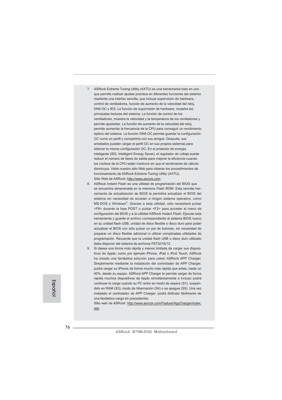 Español | ASRock B75M-DGS User Manual | Page 76 / 185