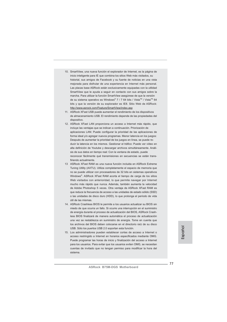 Español | ASRock B75M-DGS User Manual | Page 77 / 185