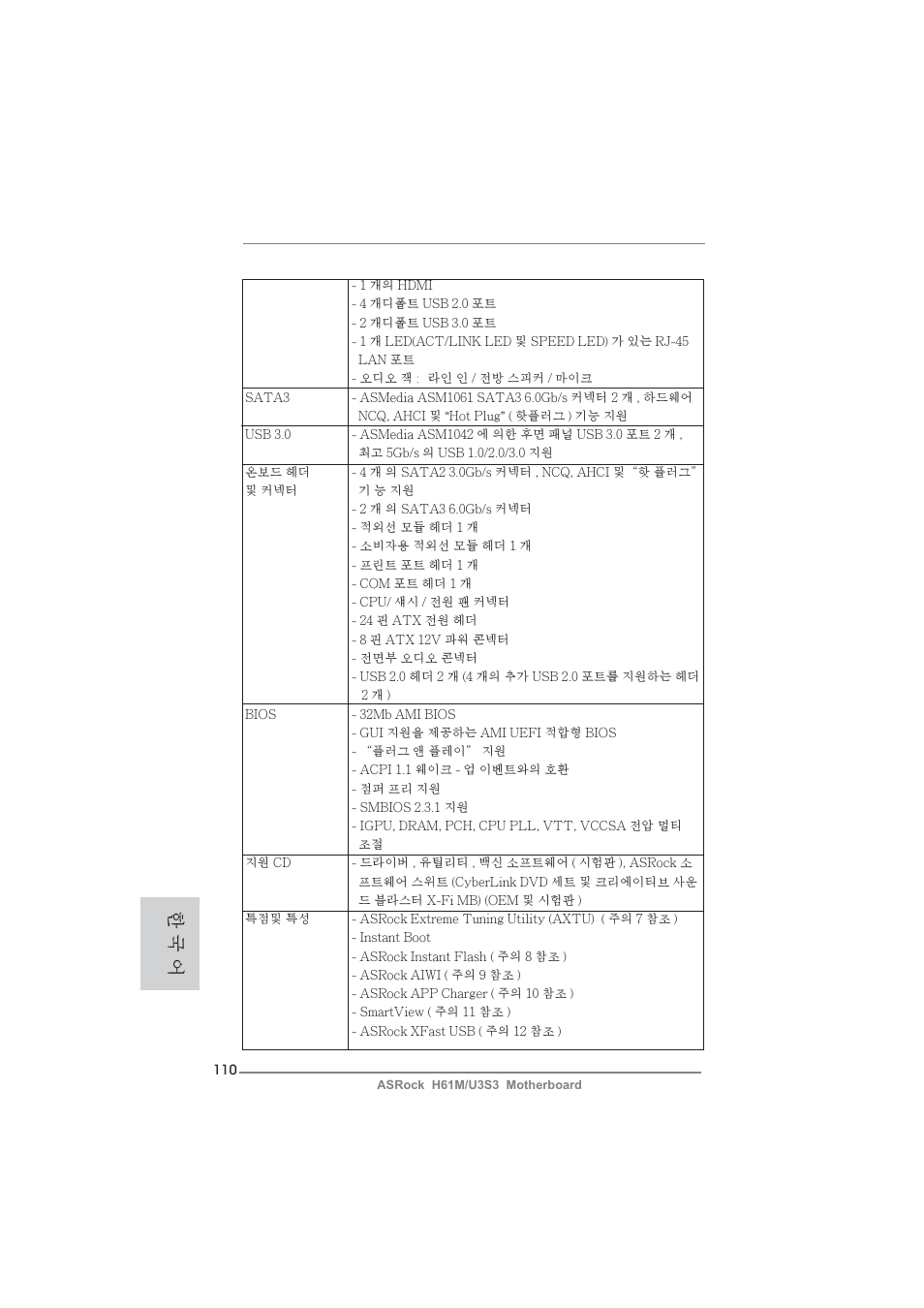한 국 어 | ASRock H61M__U3S3 User Manual | Page 110 / 158