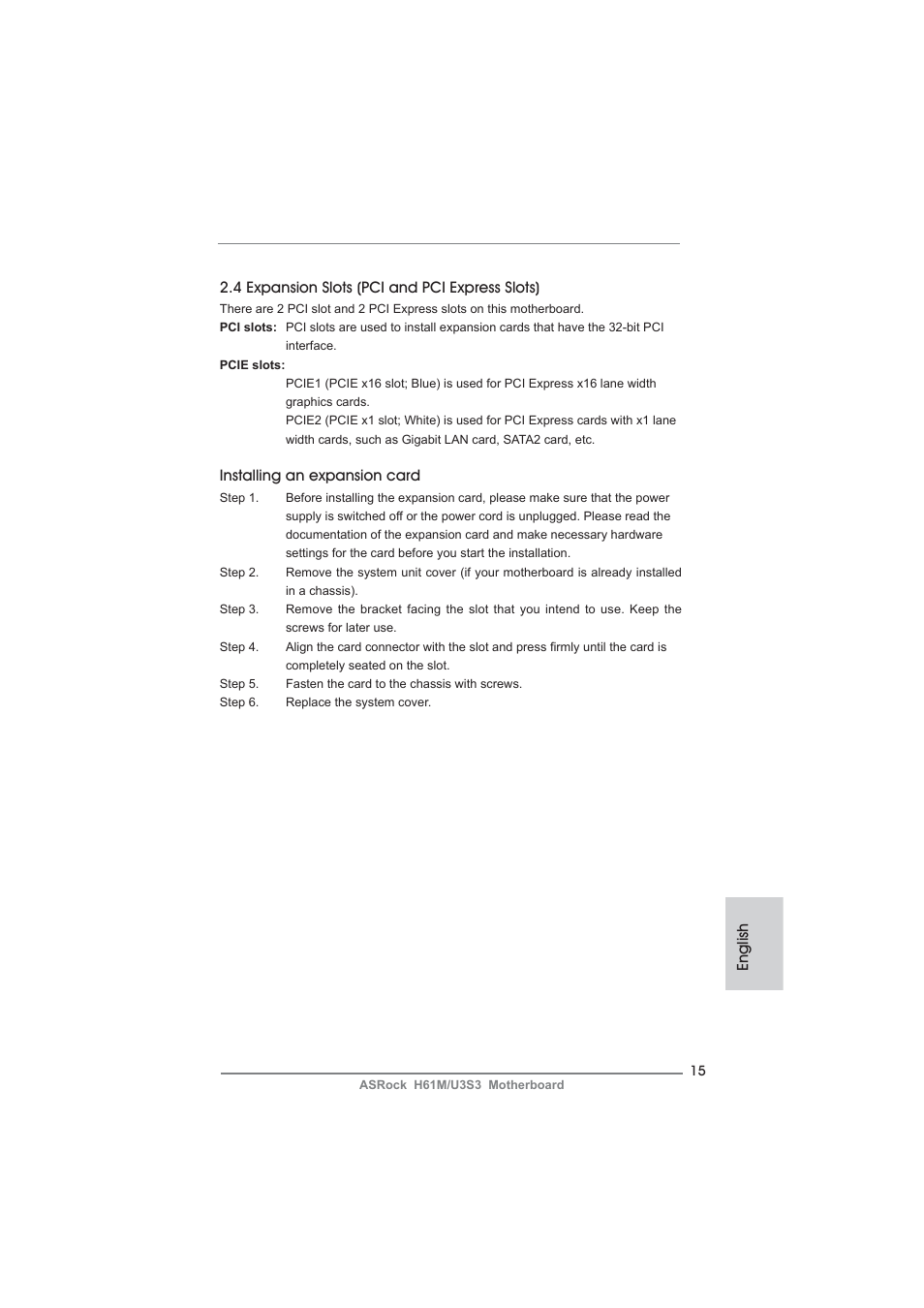 ASRock H61M__U3S3 User Manual | Page 15 / 158