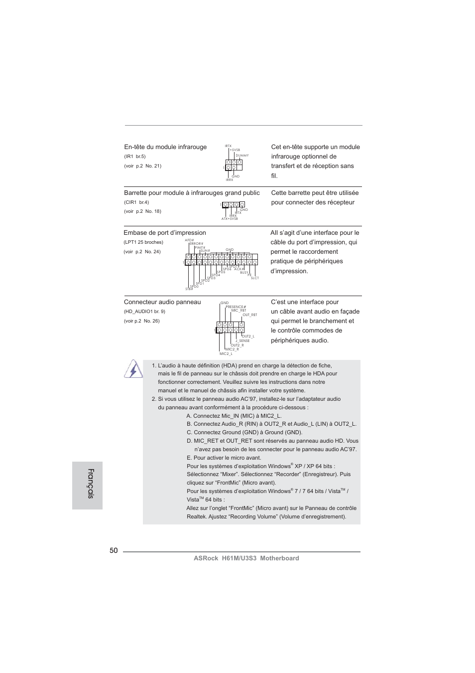 Français | ASRock H61M__U3S3 User Manual | Page 50 / 158