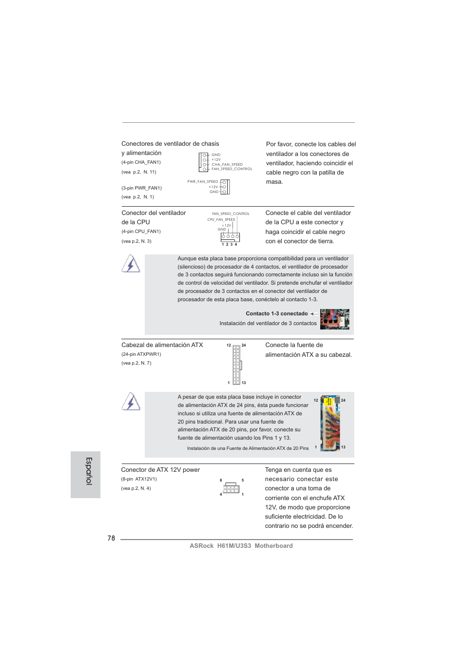 Español | ASRock H61M__U3S3 User Manual | Page 78 / 158