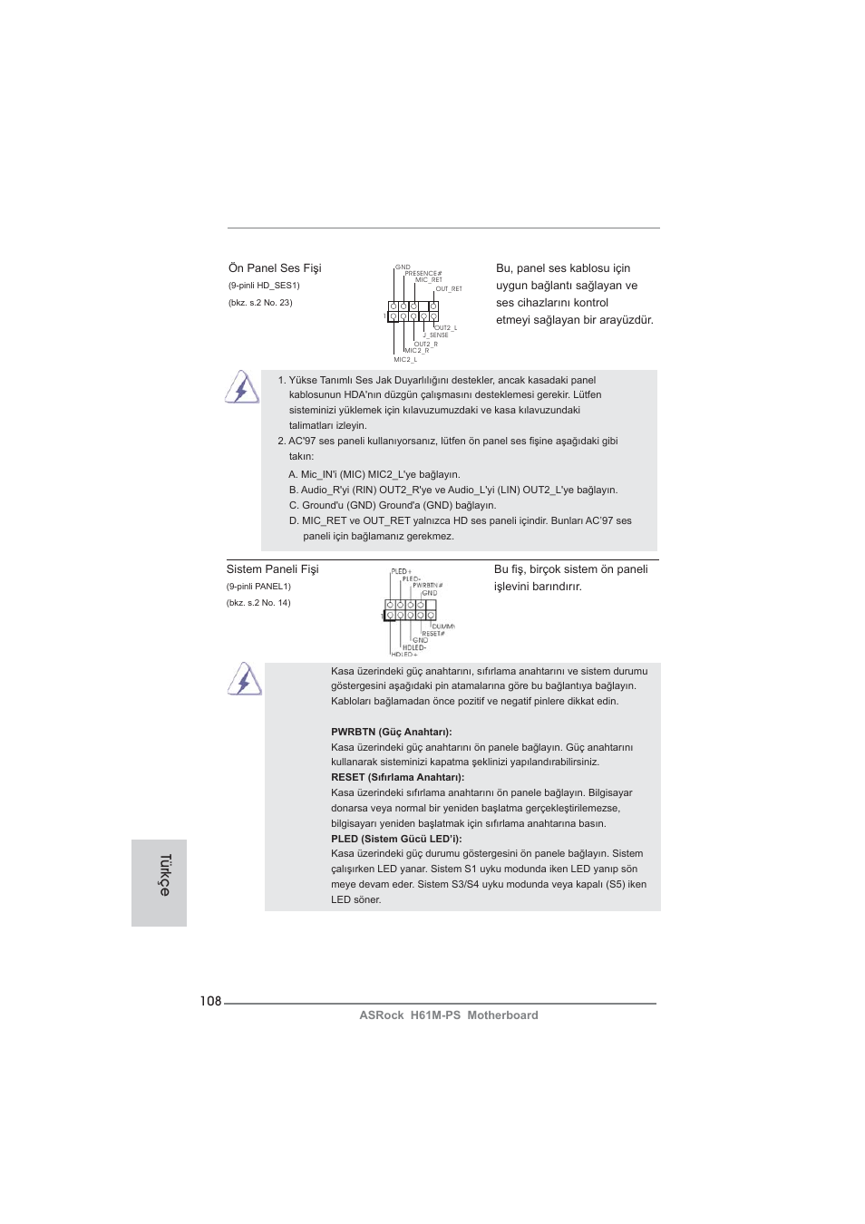 Türkçe | ASRock H61M-PS User Manual | Page 108 / 160