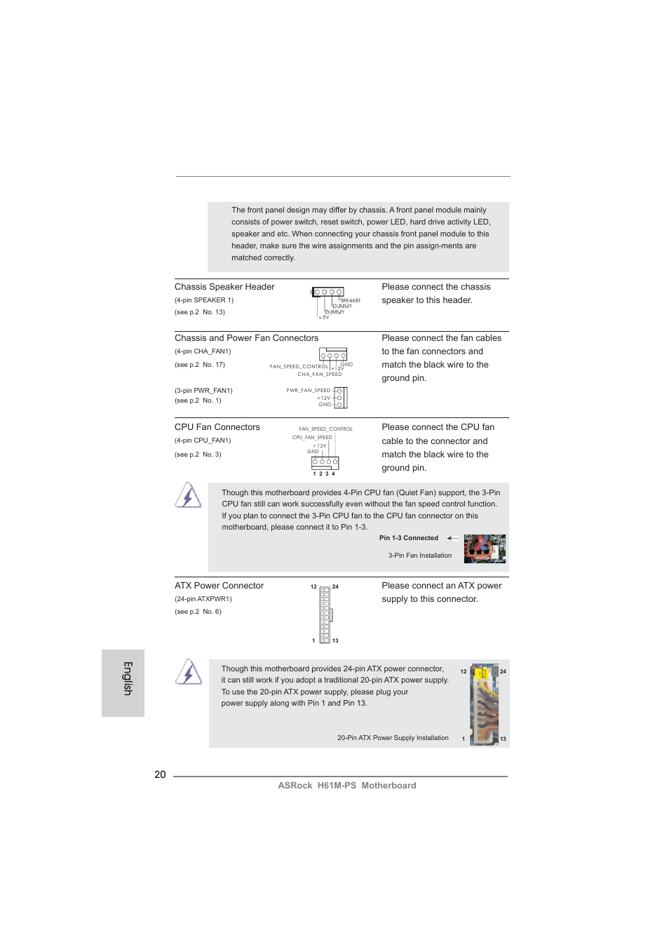 English | ASRock H61M-PS User Manual | Page 20 / 160