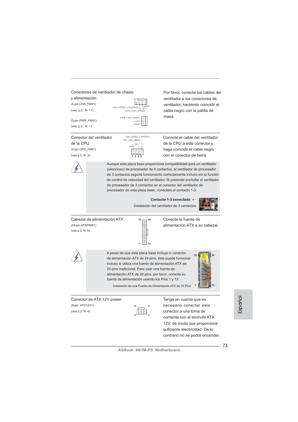 Español | ASRock H61M-PS User Manual | Page 73 / 160