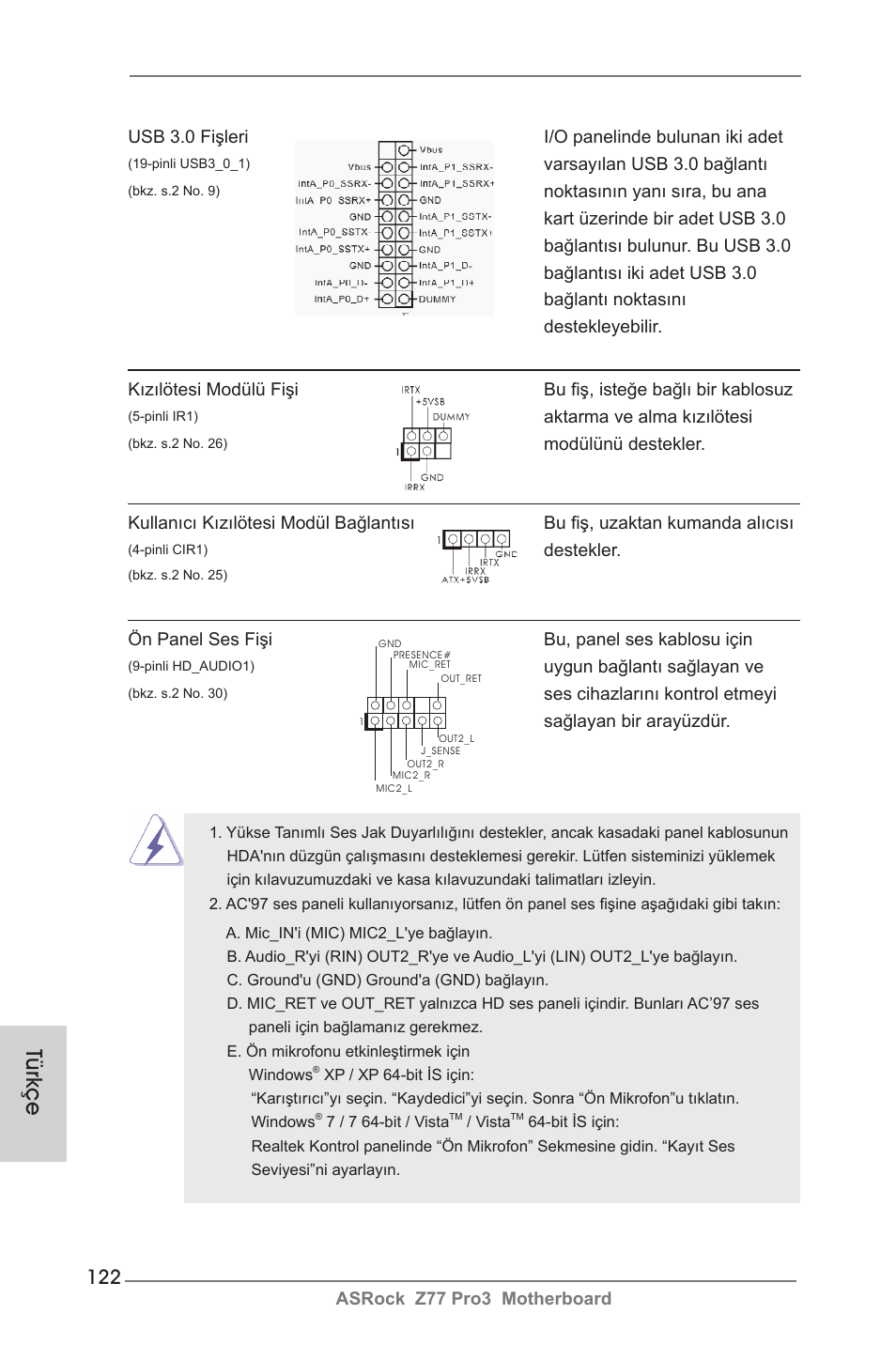 Türkçe | ASRock Z77 Pro3 User Manual | Page 122 / 192