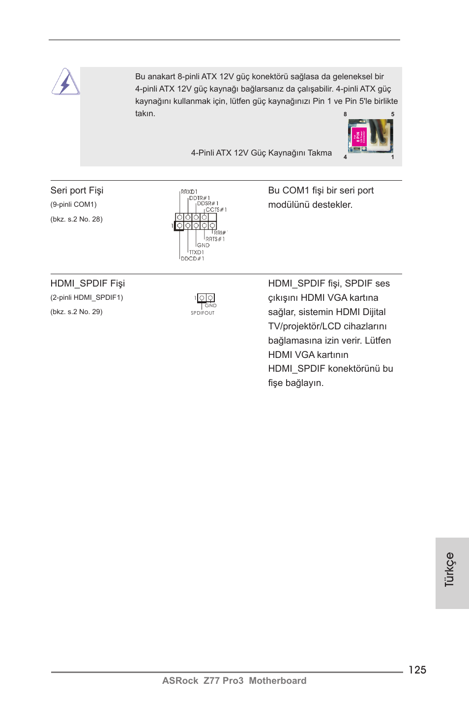 Türkçe | ASRock Z77 Pro3 User Manual | Page 125 / 192