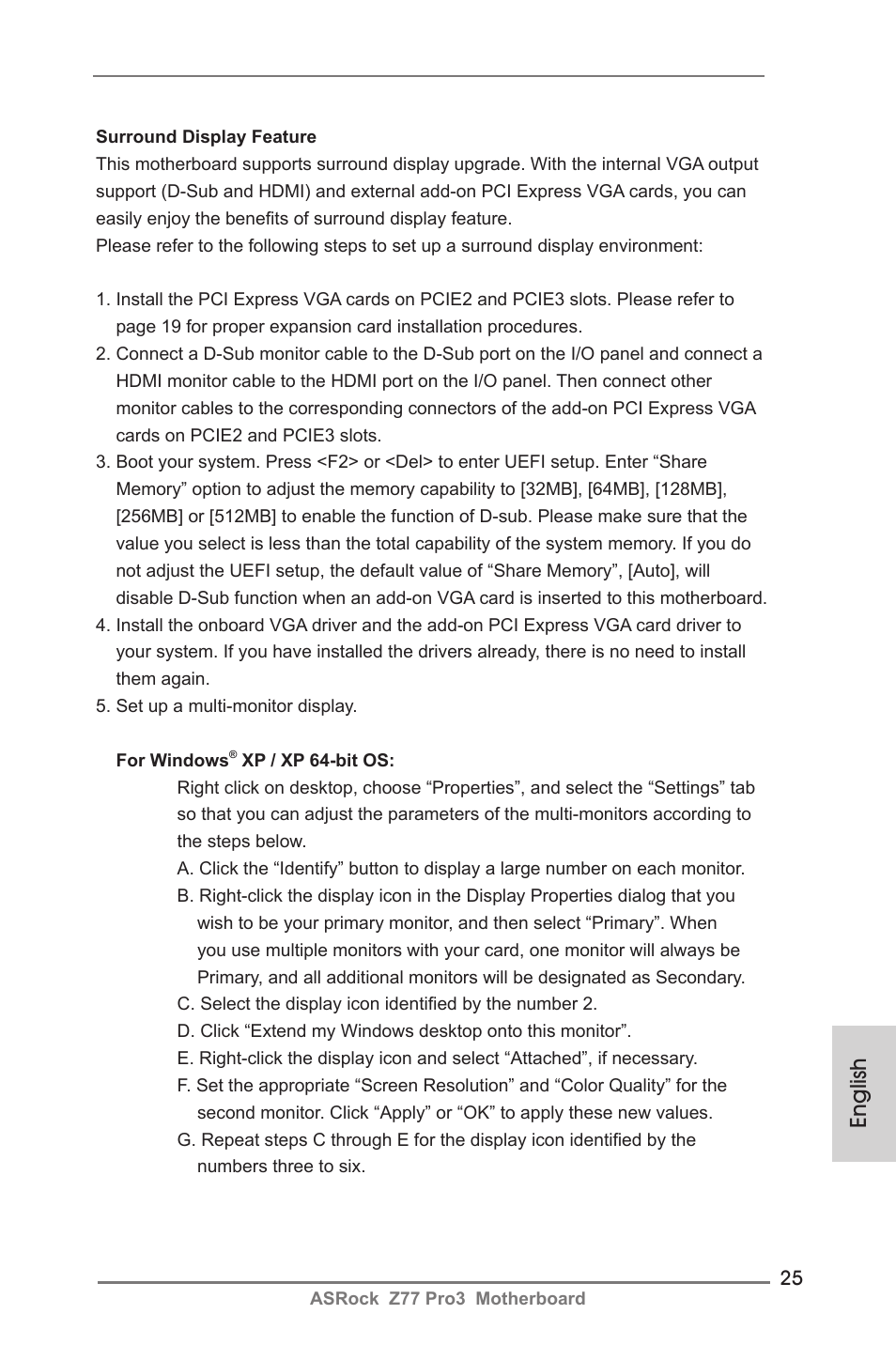 English | ASRock Z77 Pro3 User Manual | Page 25 / 192