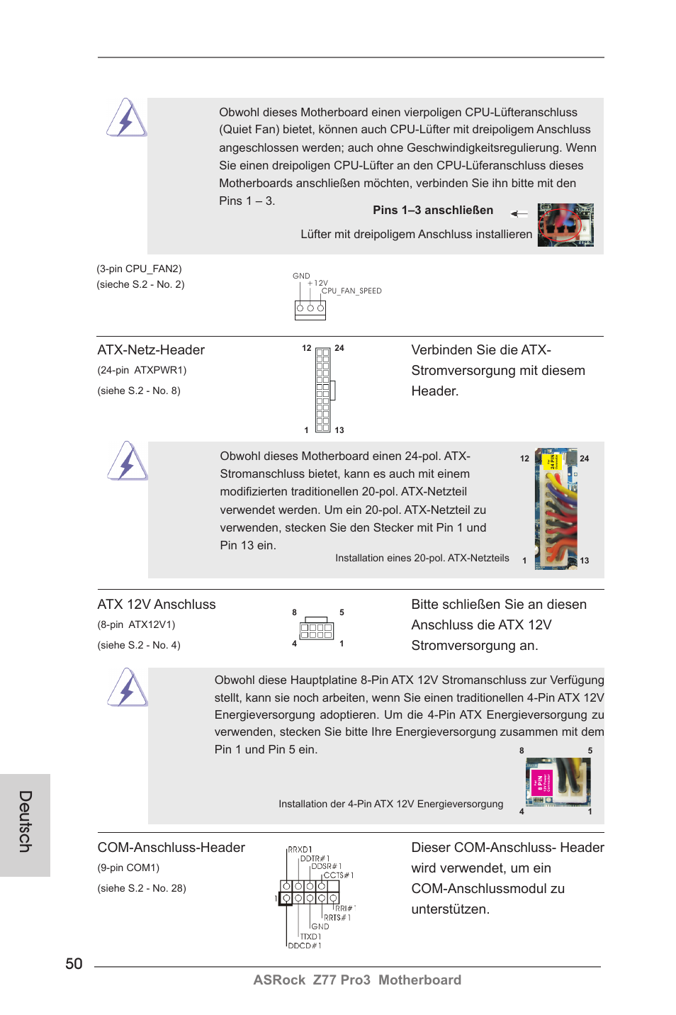 Deutsch | ASRock Z77 Pro3 User Manual | Page 50 / 192