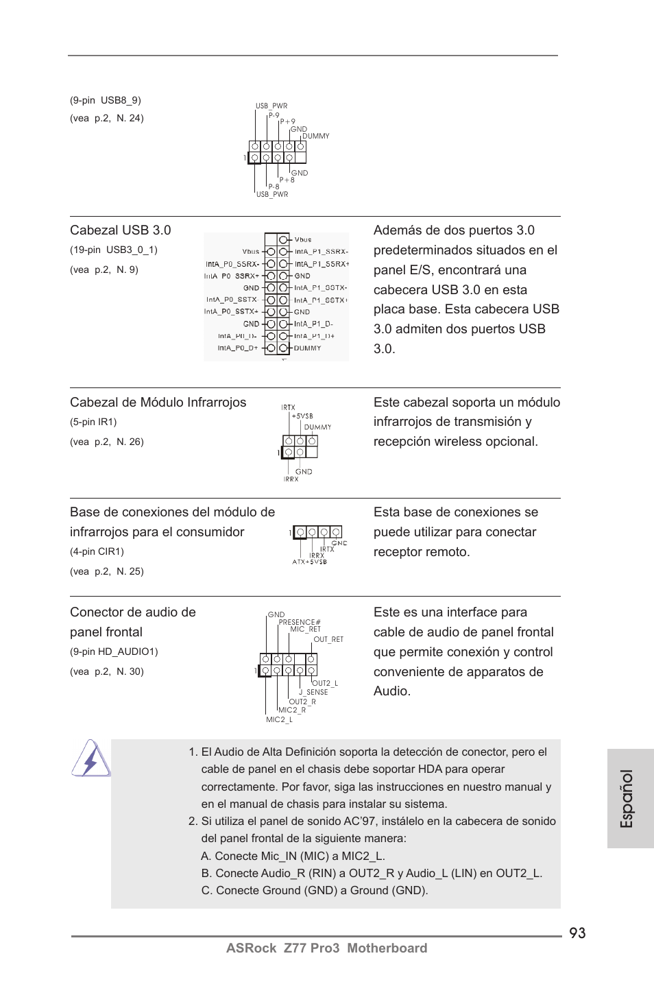 Español | ASRock Z77 Pro3 User Manual | Page 93 / 192