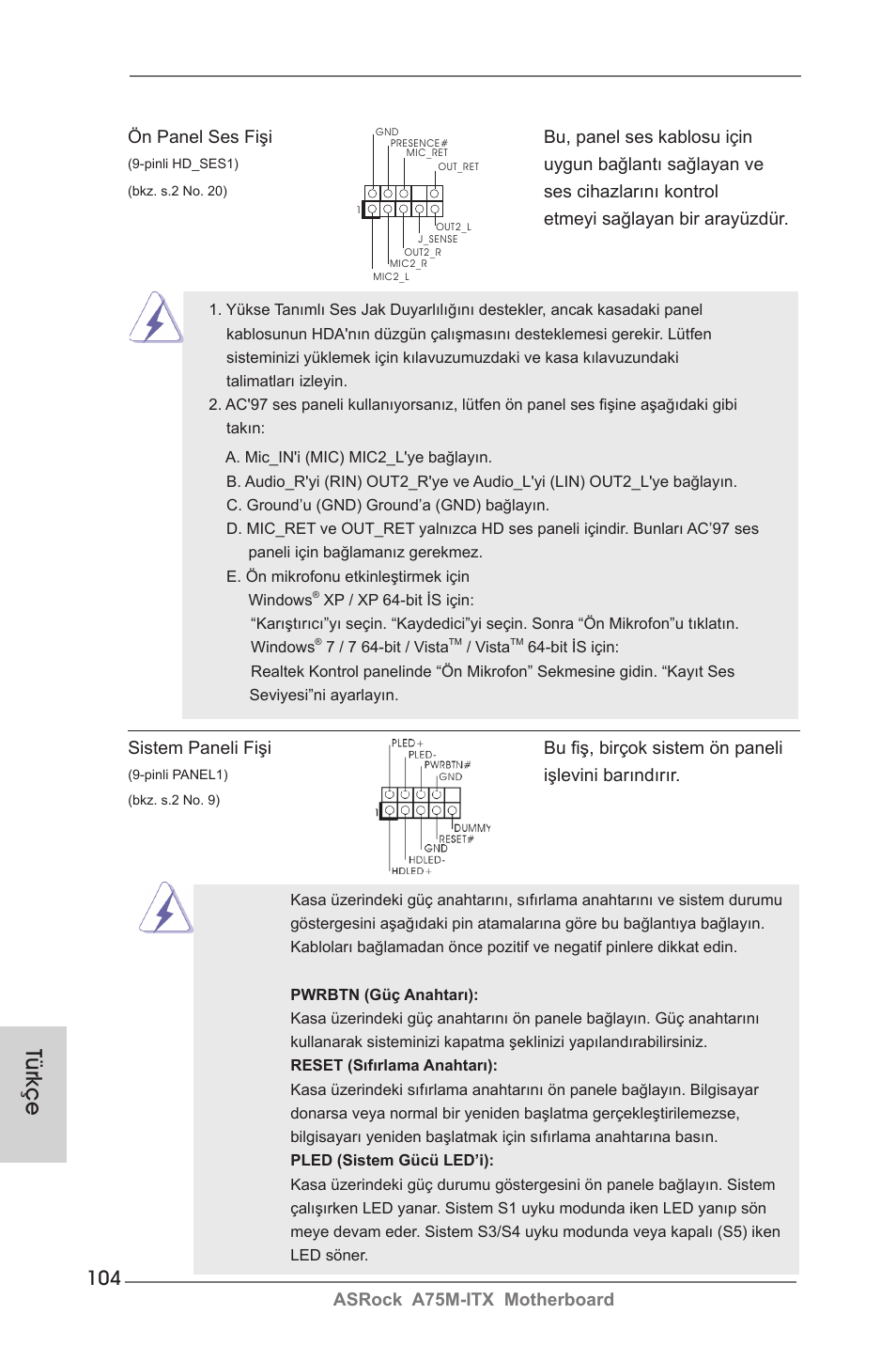 Türkçe | ASRock A75M-ITX User Manual | Page 104 / 157
