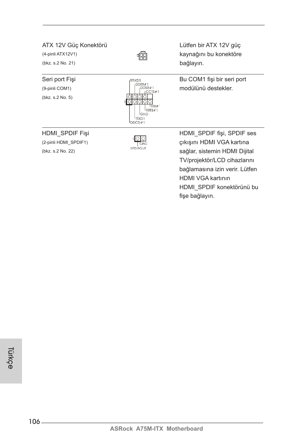 Türkçe | ASRock A75M-ITX User Manual | Page 106 / 157