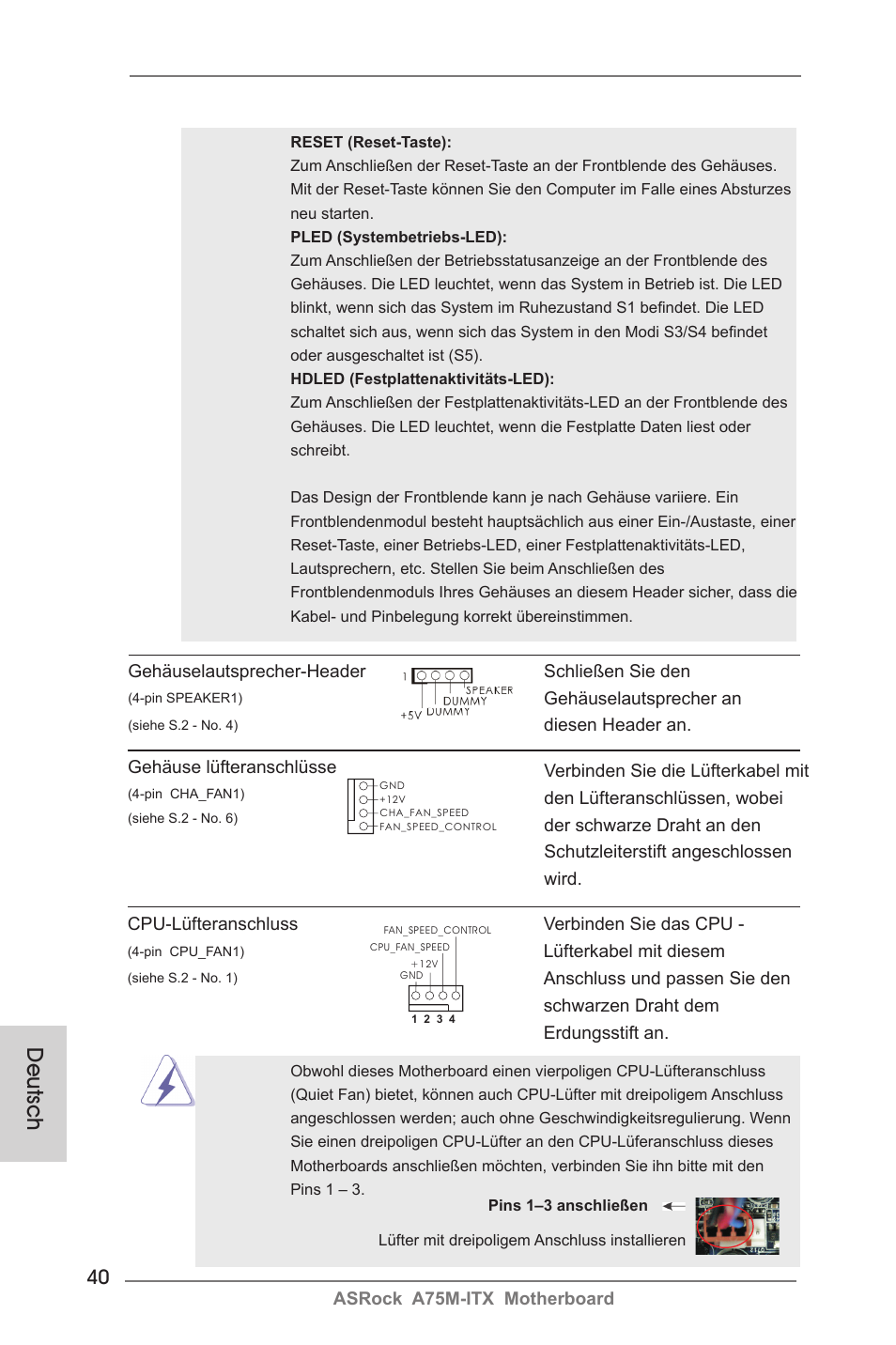 Deutsch | ASRock A75M-ITX User Manual | Page 40 / 157