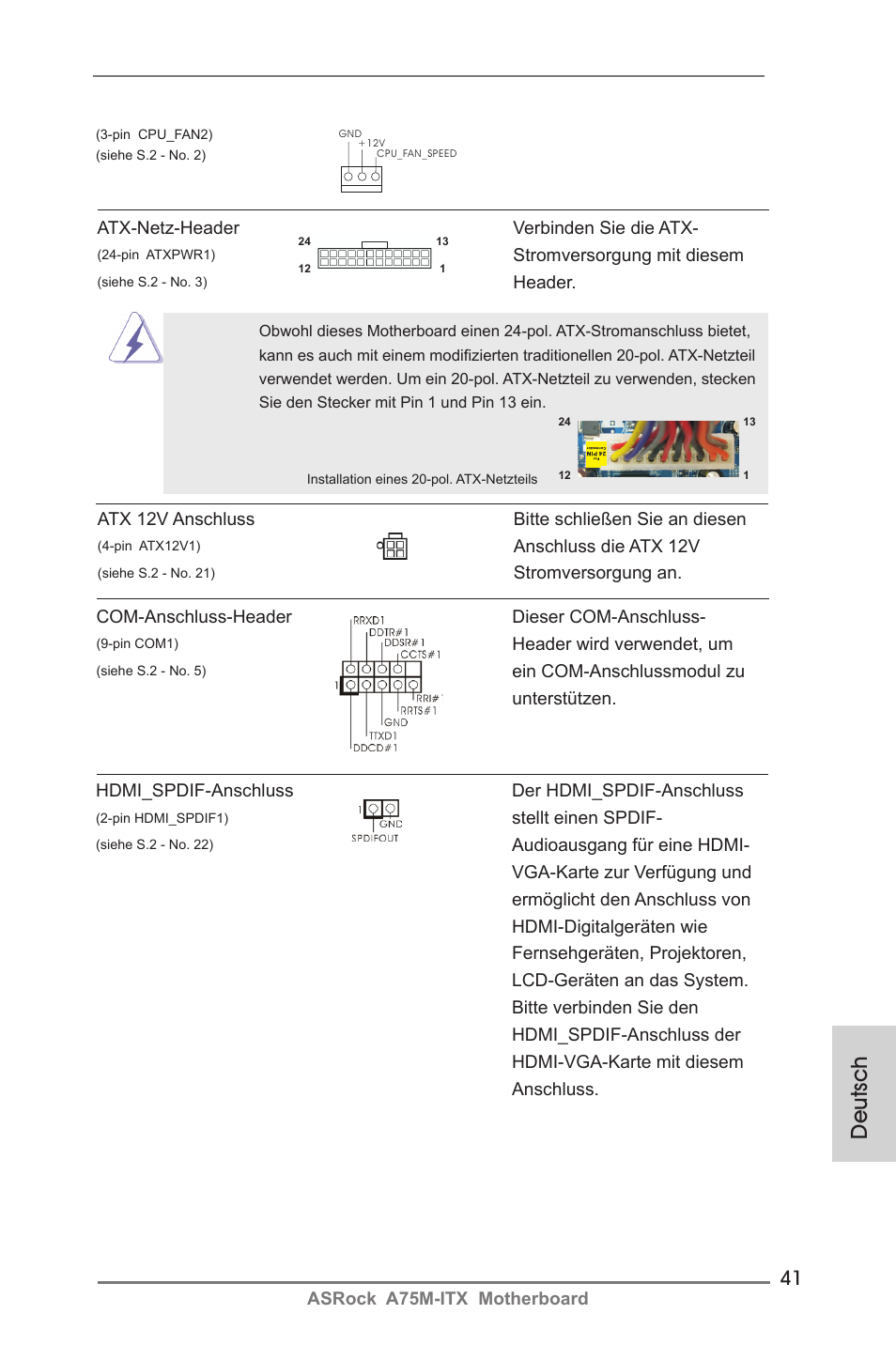 Deutsch | ASRock A75M-ITX User Manual | Page 41 / 157