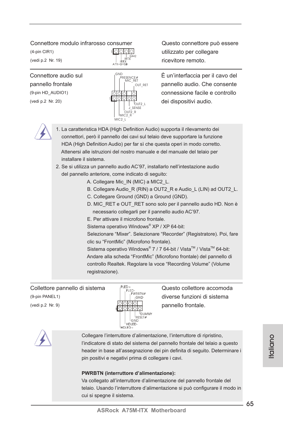 Italiano | ASRock A75M-ITX User Manual | Page 65 / 157