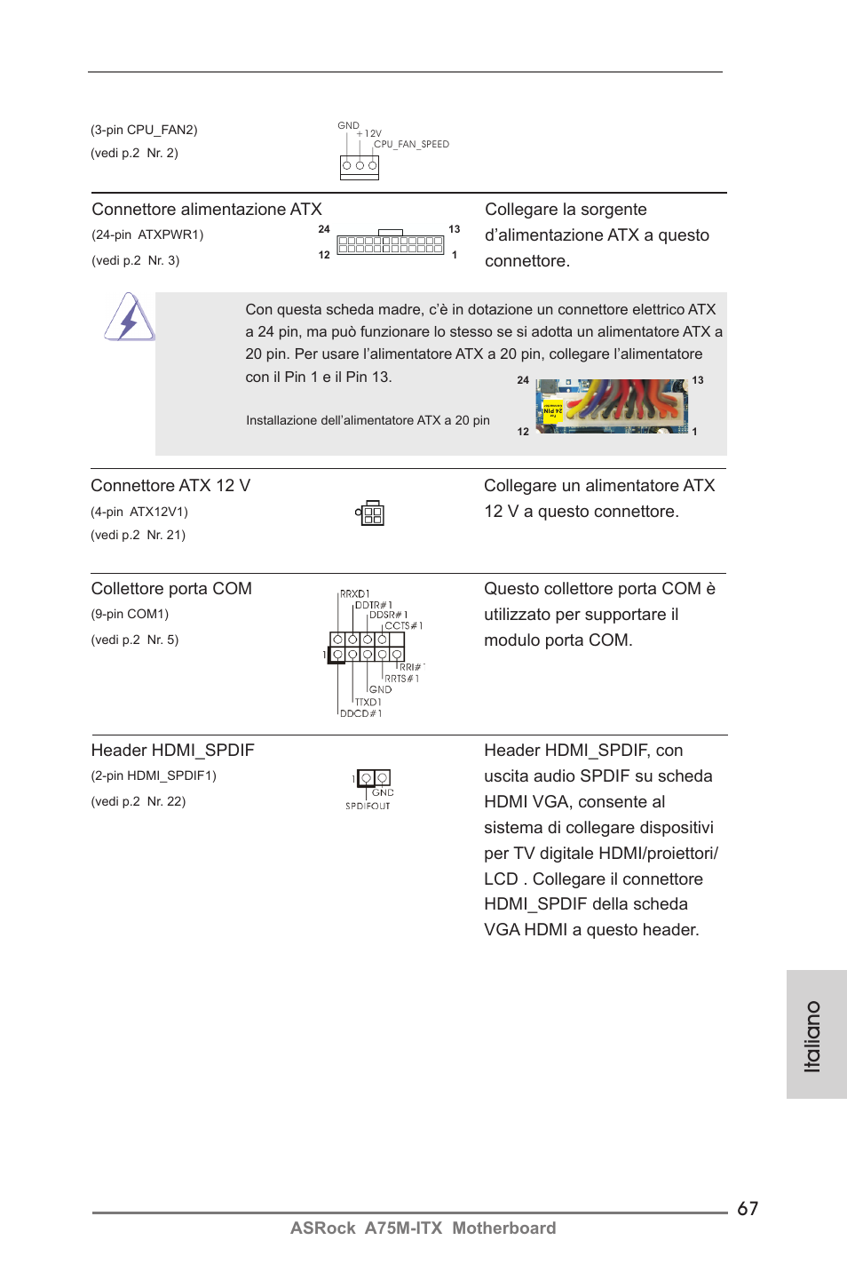 Italiano | ASRock A75M-ITX User Manual | Page 67 / 157