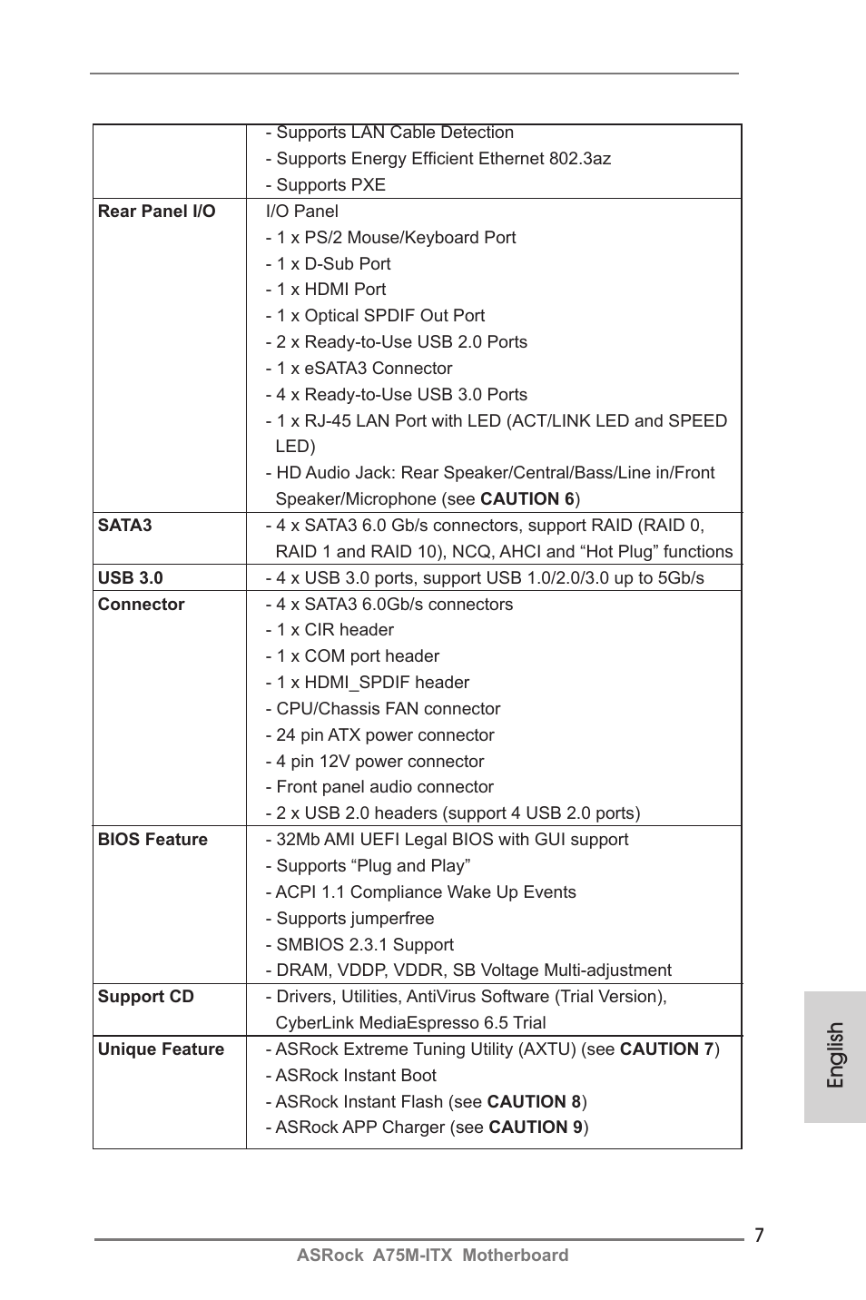 English | ASRock A75M-ITX User Manual | Page 7 / 157