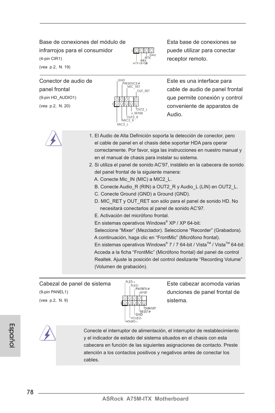Español | ASRock A75M-ITX User Manual | Page 78 / 157