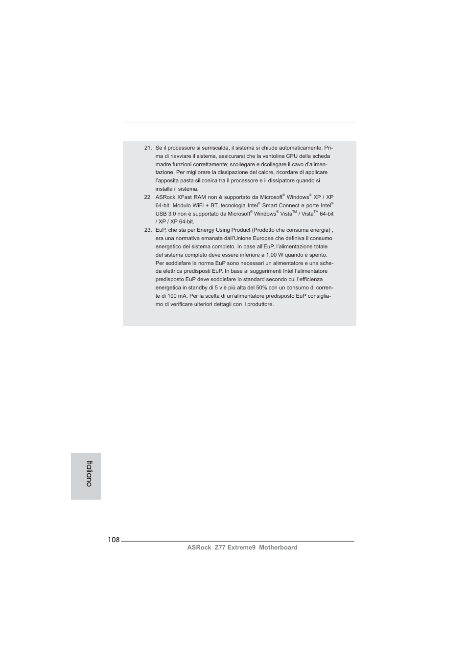 Italiano | ASRock Z77 Extreme9 User Manual | Page 108 / 248