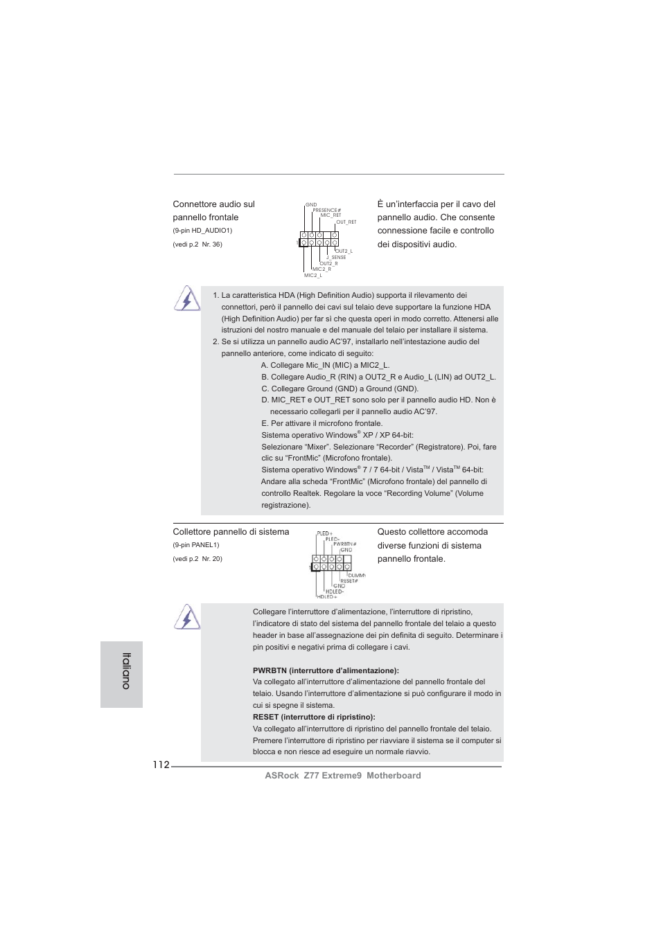 Italiano | ASRock Z77 Extreme9 User Manual | Page 112 / 248