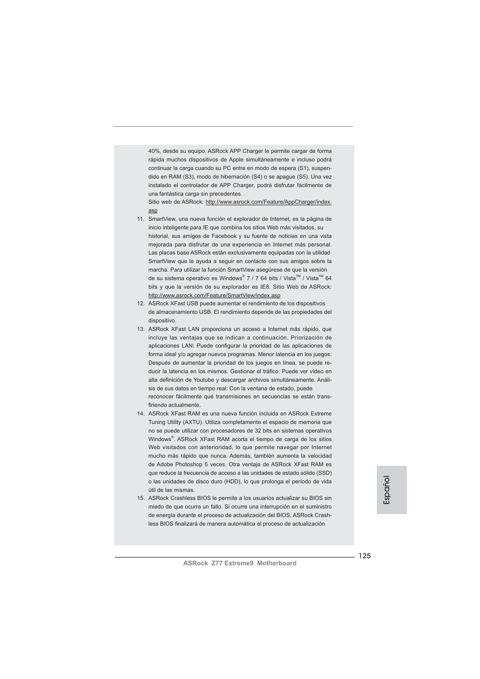 Español | ASRock Z77 Extreme9 User Manual | Page 125 / 248