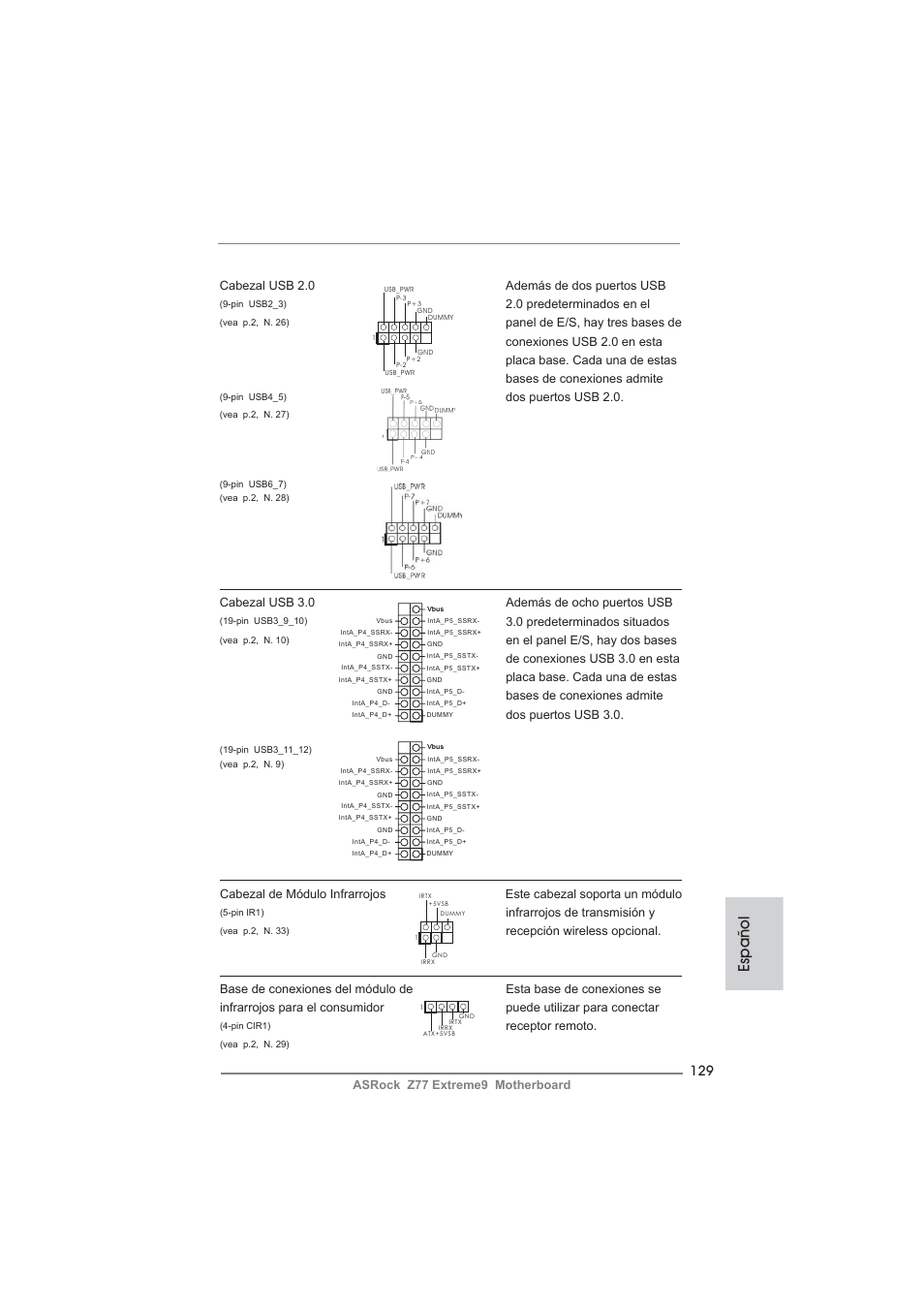 Español | ASRock Z77 Extreme9 User Manual | Page 129 / 248