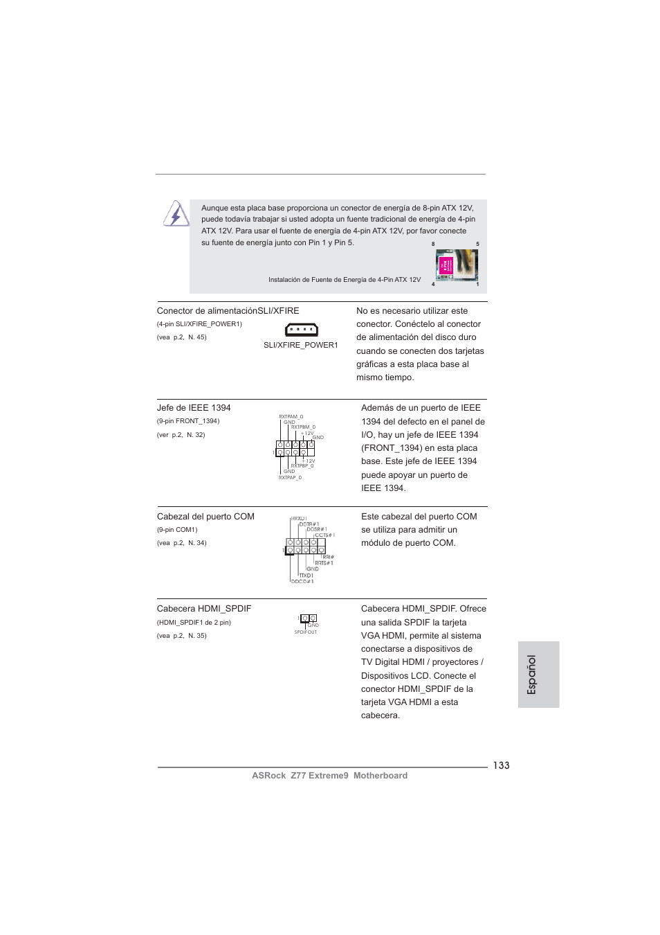 Español | ASRock Z77 Extreme9 User Manual | Page 133 / 248