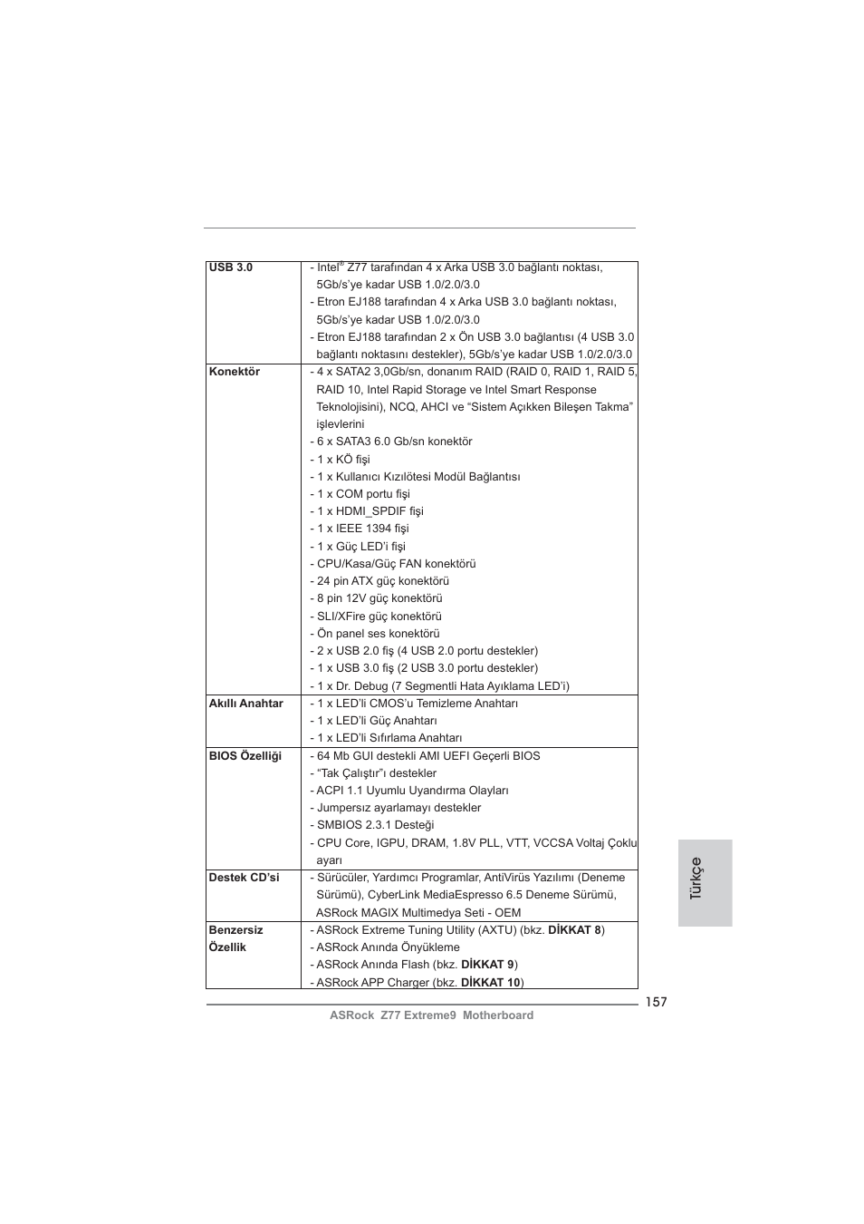 Türkçe | ASRock Z77 Extreme9 User Manual | Page 157 / 248