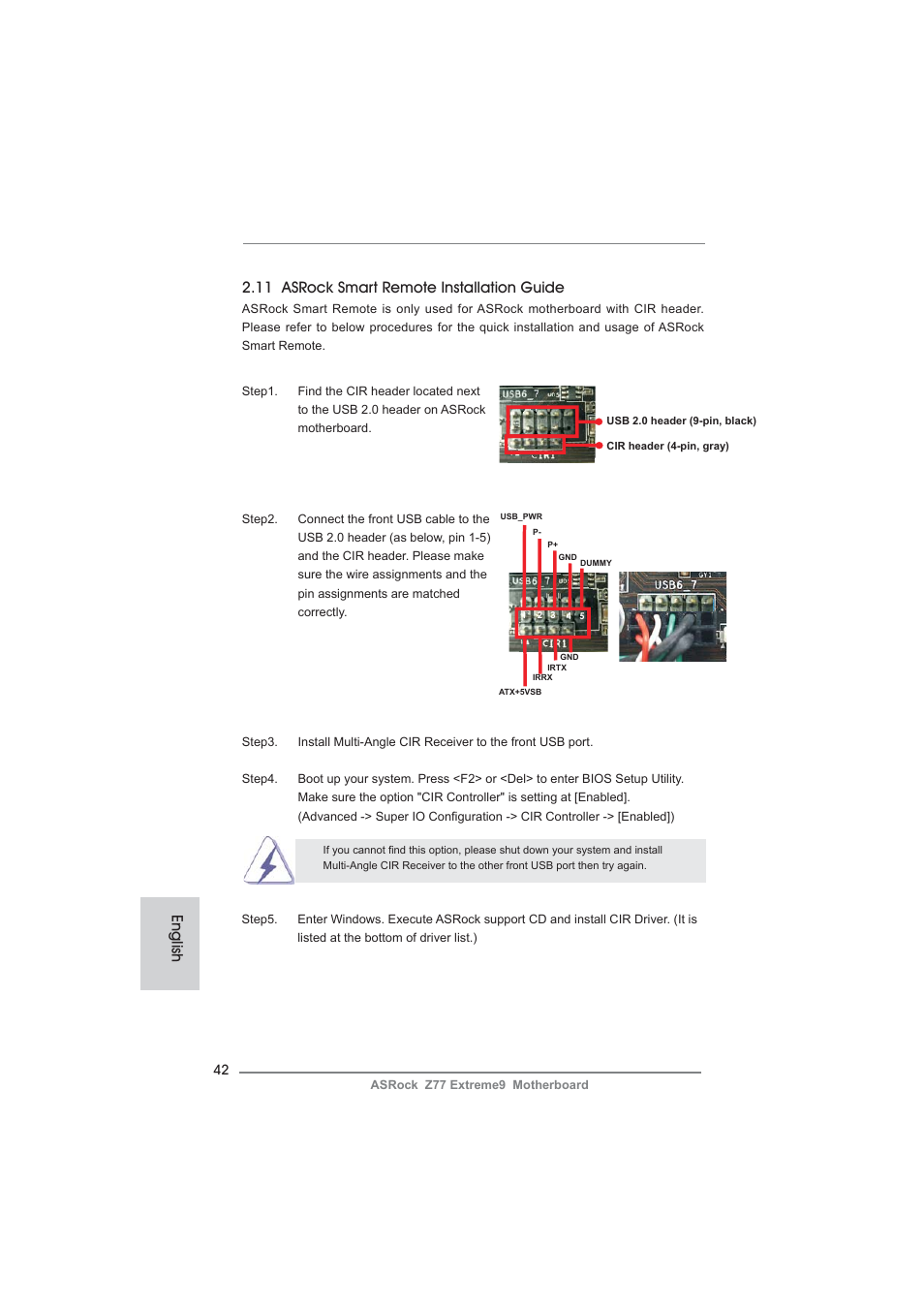 11 asrock smart remote installation guide, English | ASRock Z77 Extreme9 User Manual | Page 42 / 248
