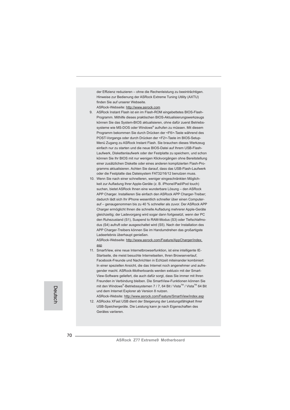 Deutsch | ASRock Z77 Extreme9 User Manual | Page 70 / 248