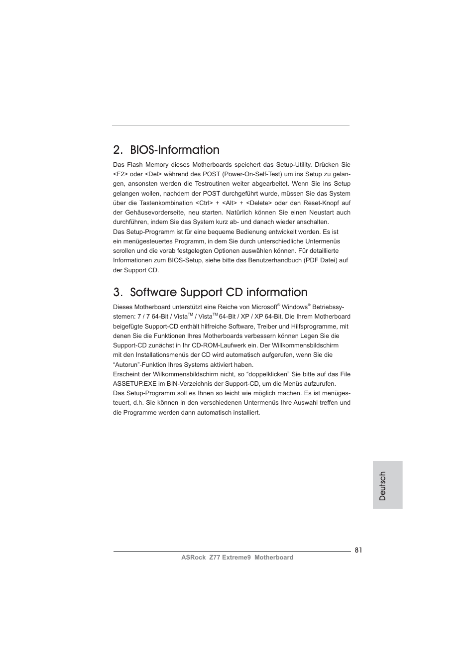 Bios-information, Software support cd information | ASRock Z77 Extreme9 User Manual | Page 81 / 248