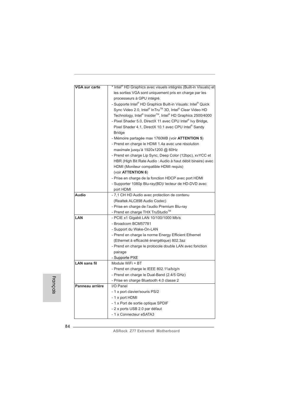 Français | ASRock Z77 Extreme9 User Manual | Page 84 / 248