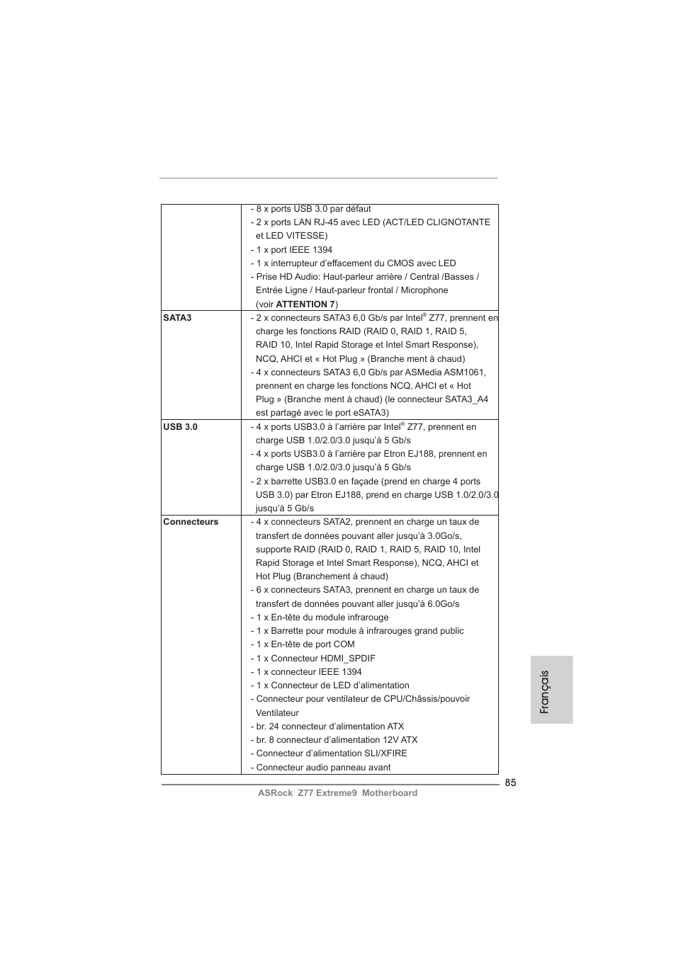 Français | ASRock Z77 Extreme9 User Manual | Page 85 / 248