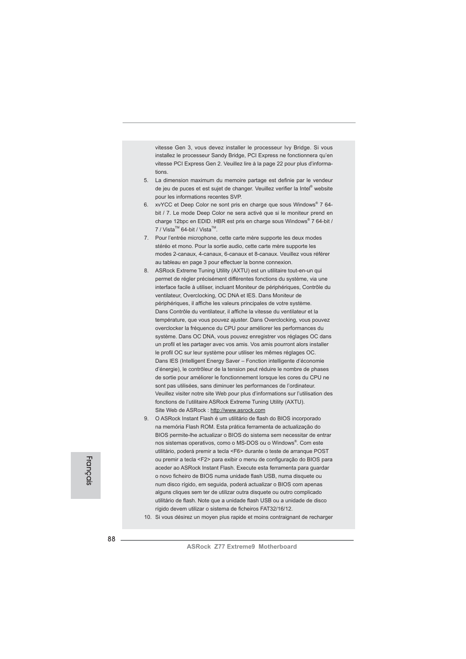 Français | ASRock Z77 Extreme9 User Manual | Page 88 / 248