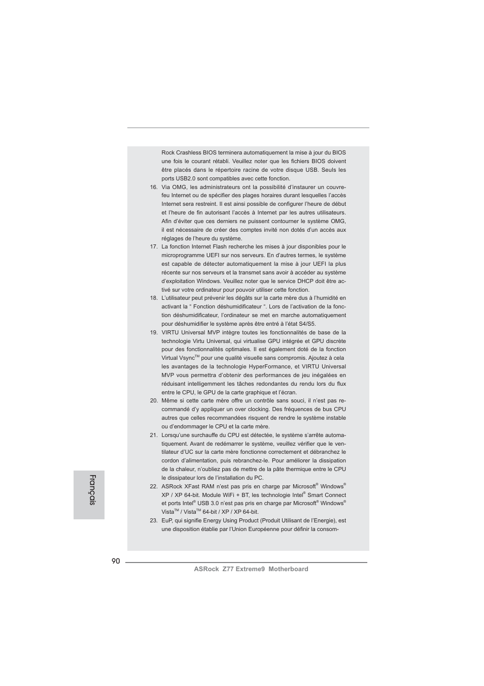 Français | ASRock Z77 Extreme9 User Manual | Page 90 / 248